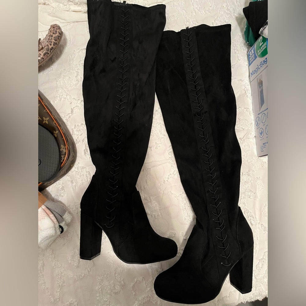Black knee high boots